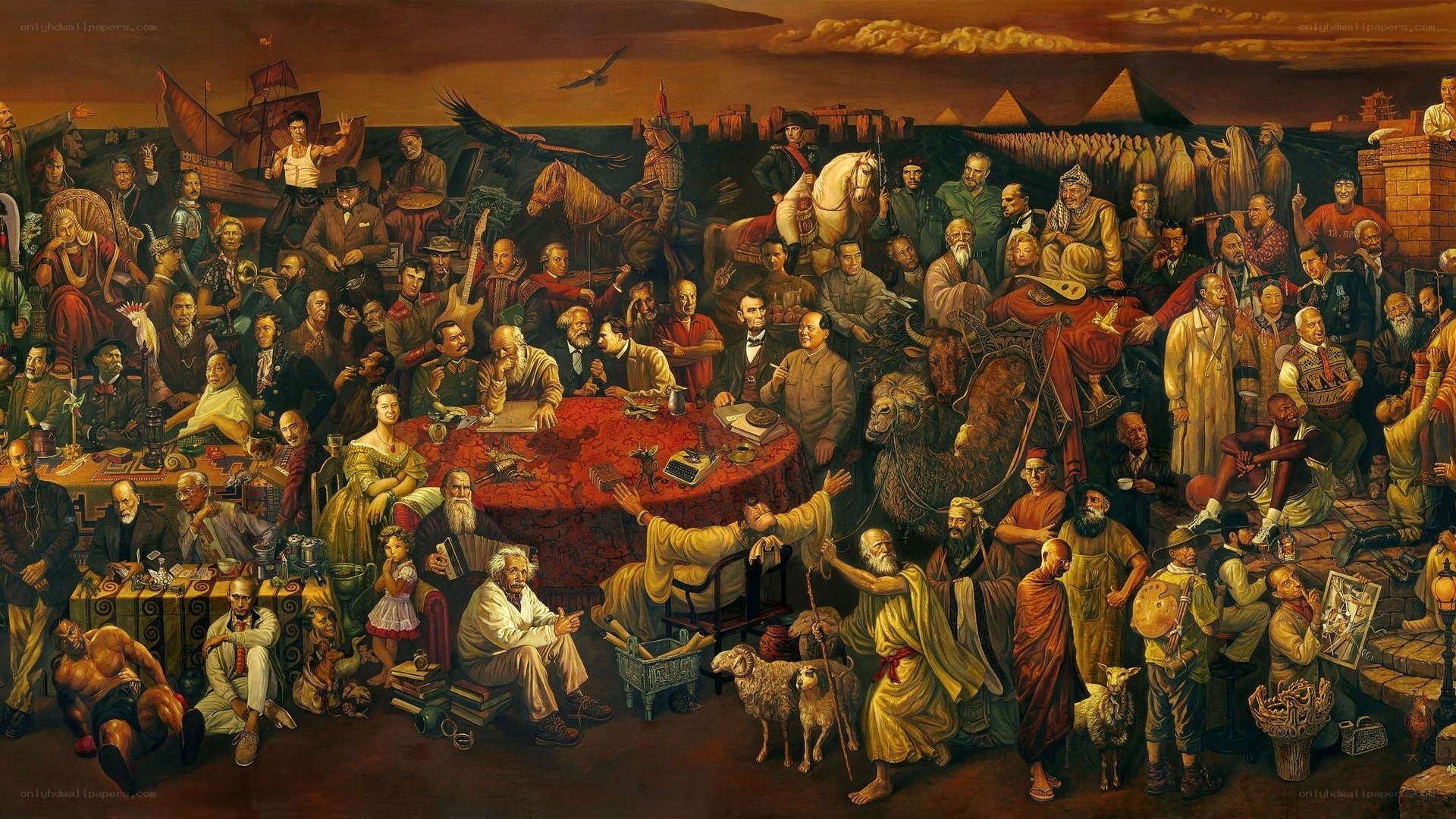Historical figures gathering