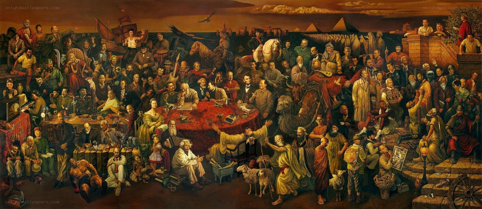 Historical figures gathering