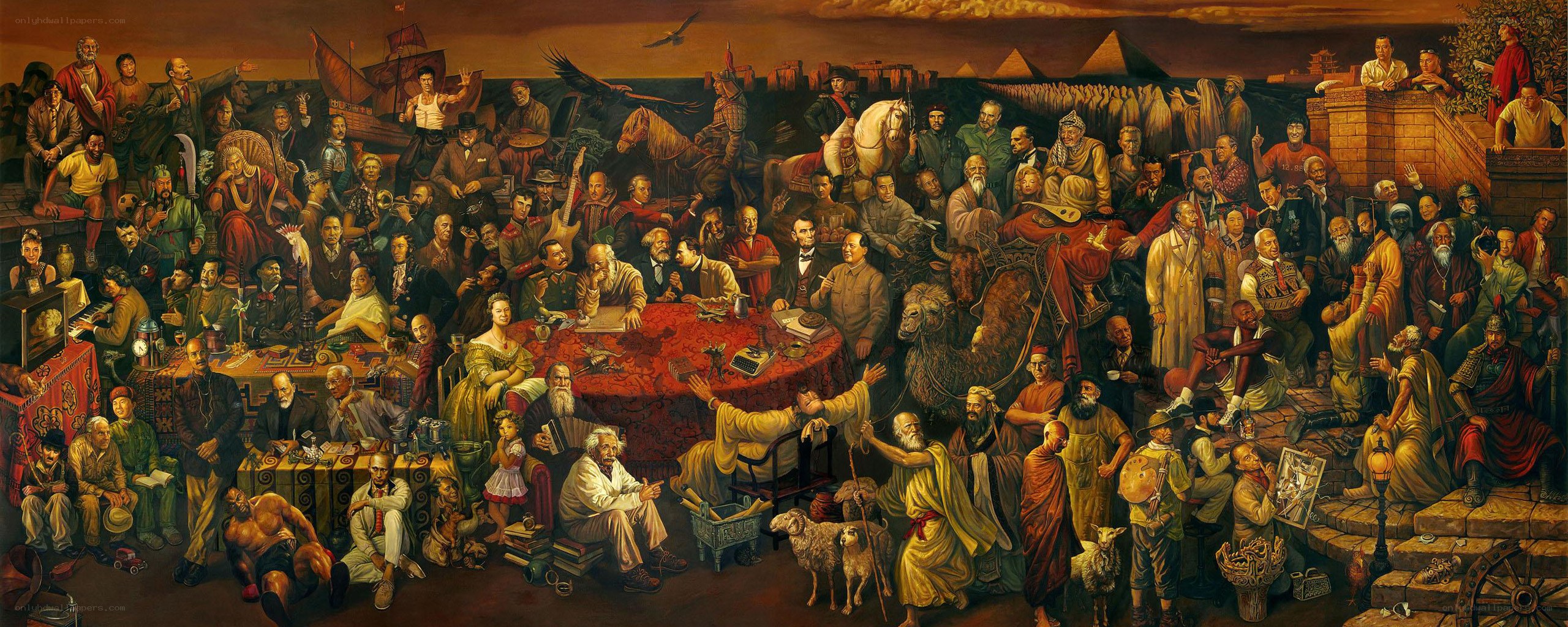 Historical figures gathering