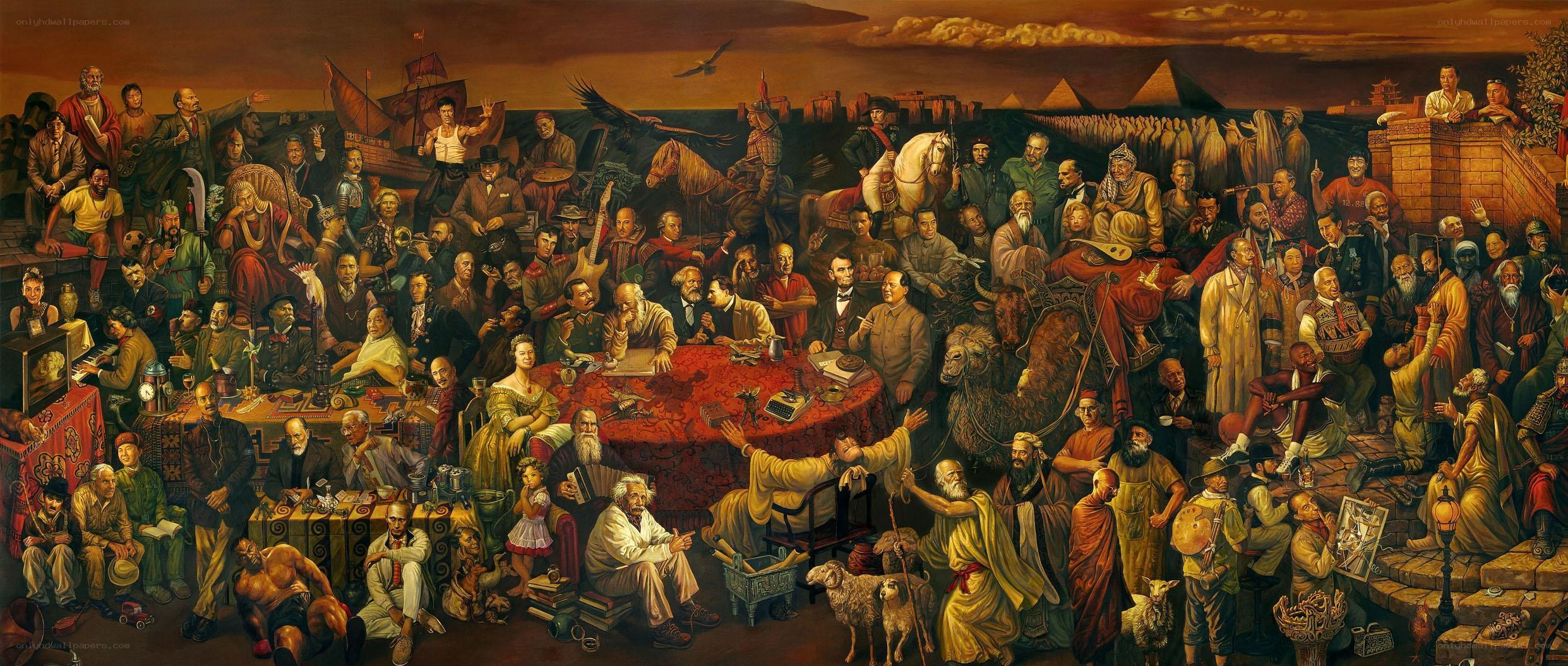 Historical figures gathering