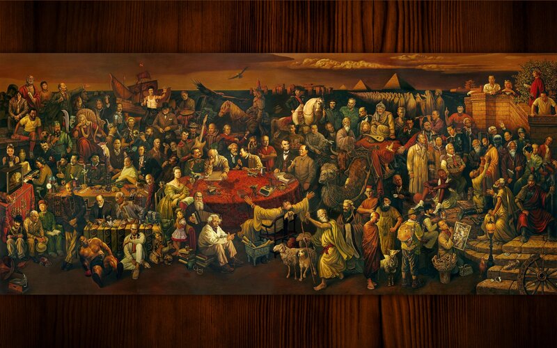 Historical figures gathering