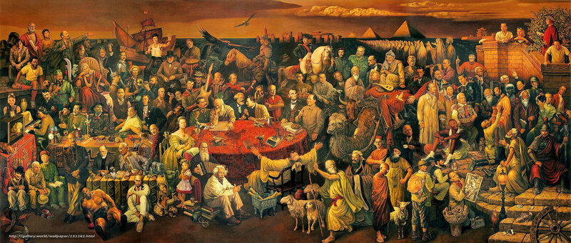 Historical figures gathering