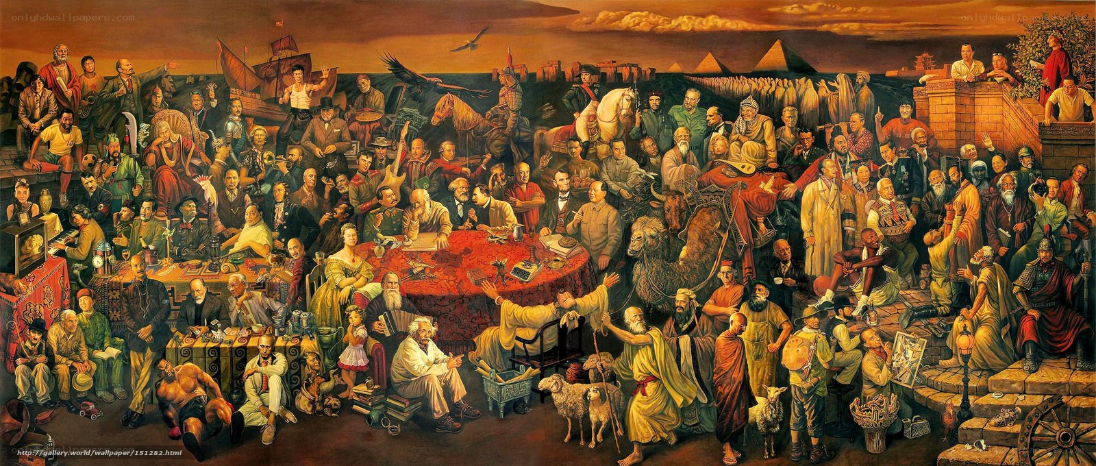 Historical figures gathering