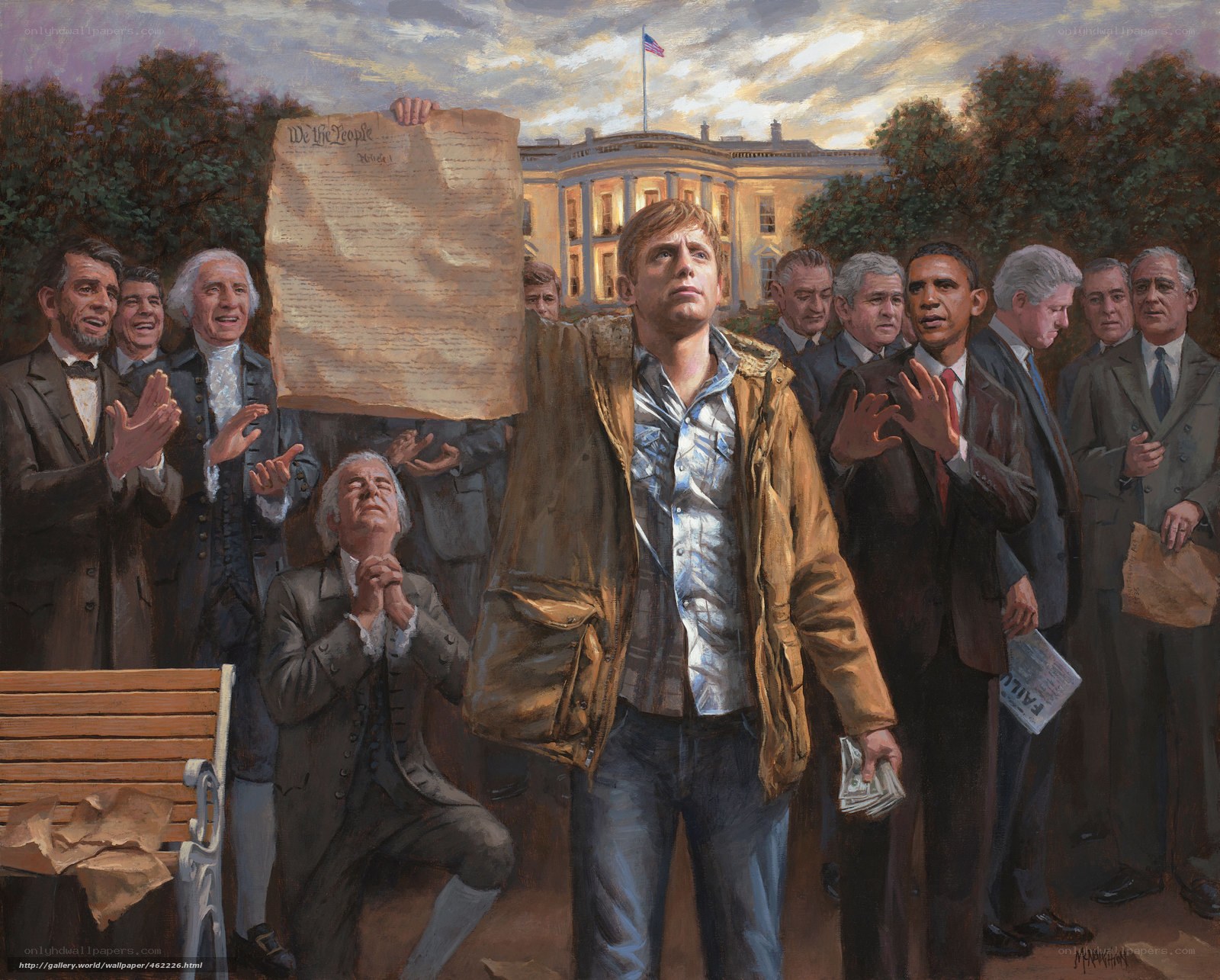 Historical figures with modern man