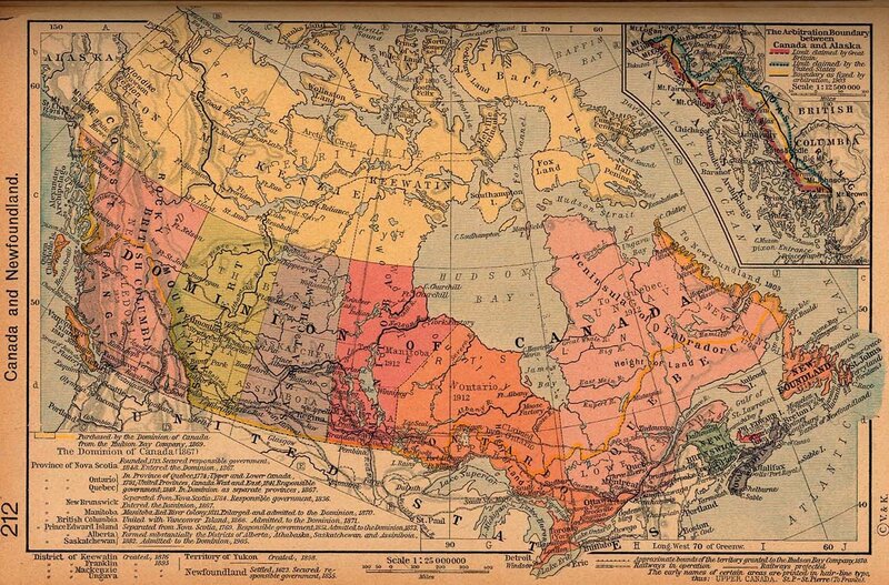 Historical map of Canada and Newfoundland
