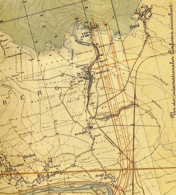 Historical map of Fussach area
