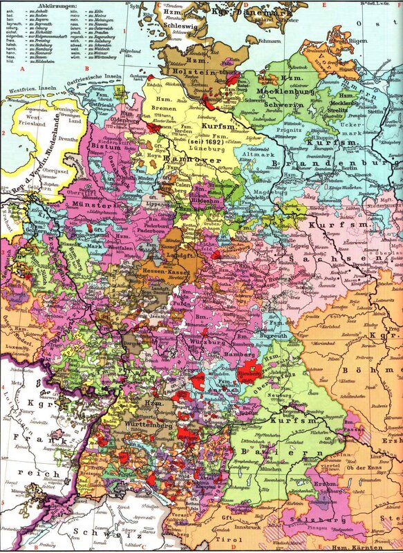 Historical map of German states