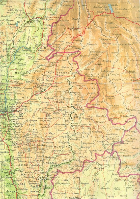 Historical map of northern Myanmar