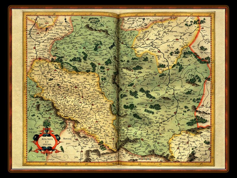 Historical map of Poland and Silesia