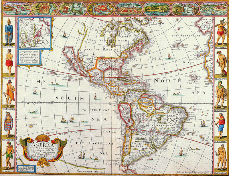Historical map of the Americas