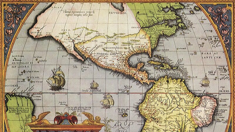 Historical Map of the Americas — Yellow