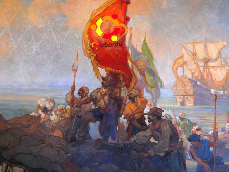 Historical painting with Ubuntu logo