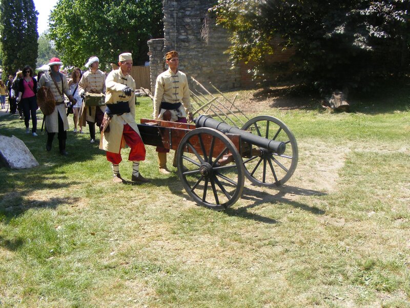 Historical reenactment with cannon