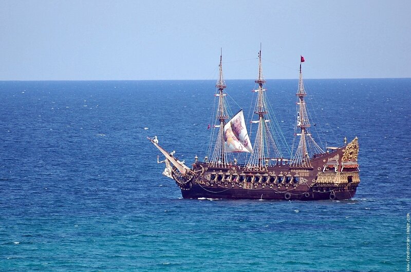 Historical ship on the open sea