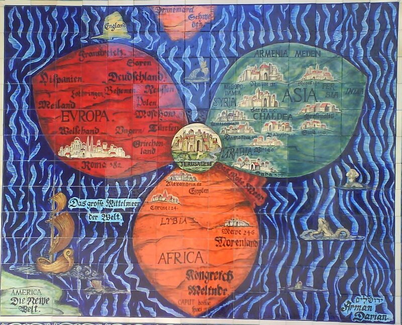 historical world map tile artwork