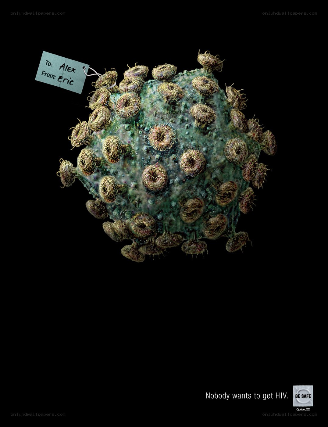 HIV virus with gift tag