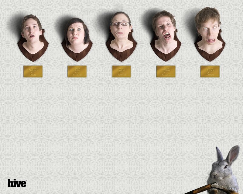 Hive team portraits with rabbit