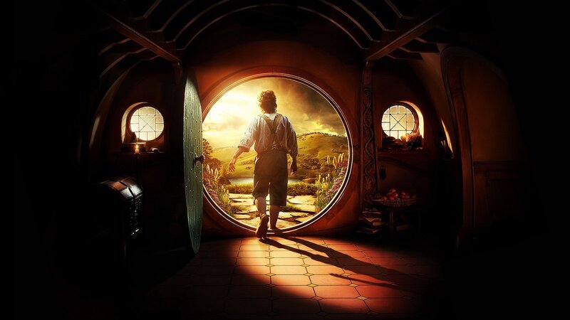 Hobbit at Doorway — Brown, Dramatic