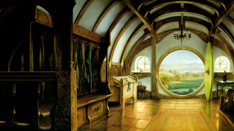 Hobbit Hole Interior — Brown, Serene, Afternoon, Illustration