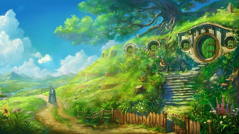 Hobbit Homes on a Hill — Green, Serene, Afternoon