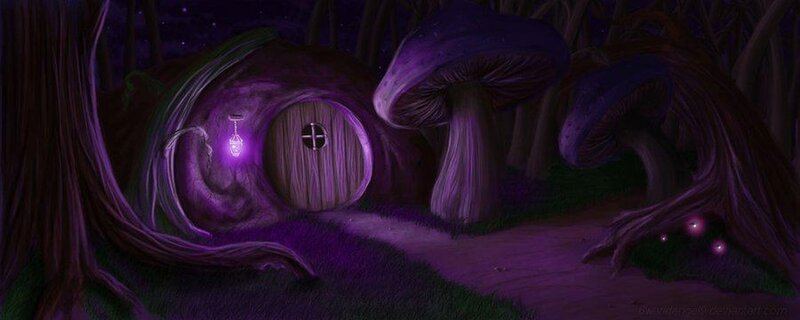 Hobbit House in Forest — Purple