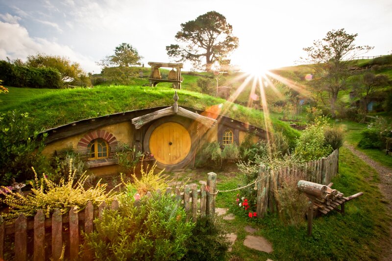Hobbit House in Garden — Green, Serene, Sunset