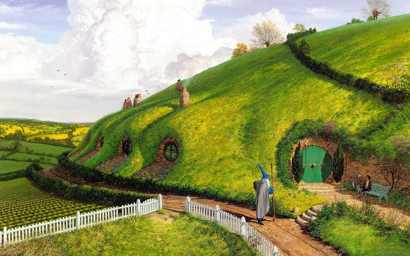 Hobbiton village scene