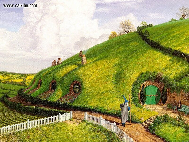 Hobbiton village scene