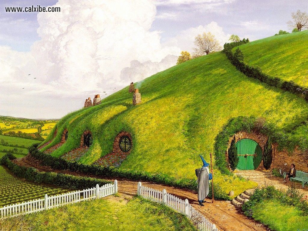 Hobbiton village scene