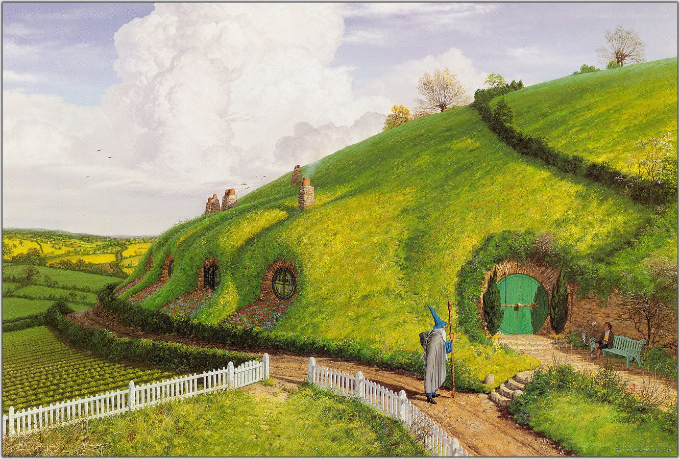 Hobbiton village scene