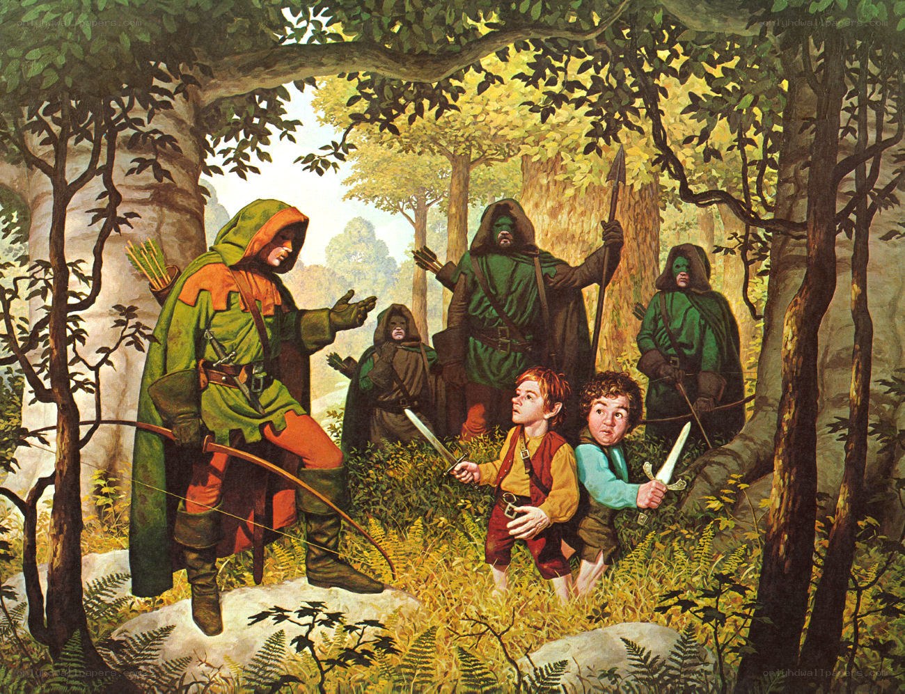 Hobbits and archers in the forest
