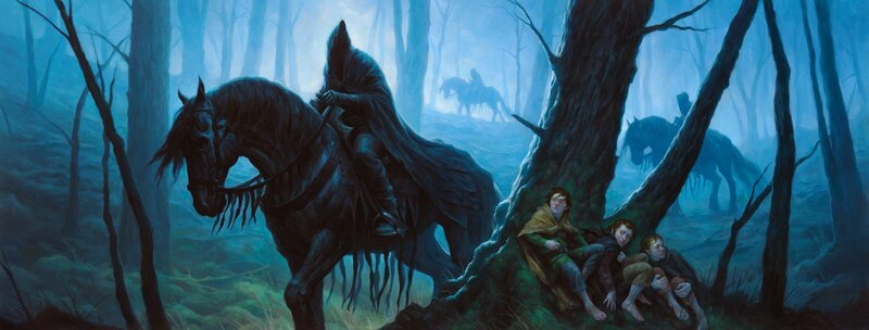 Hobbits Hiding from Rider