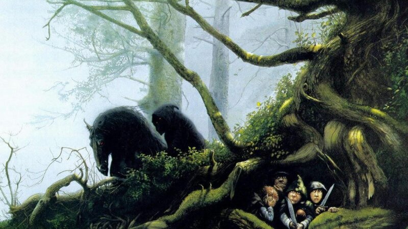 Hobbits hiding from wargs