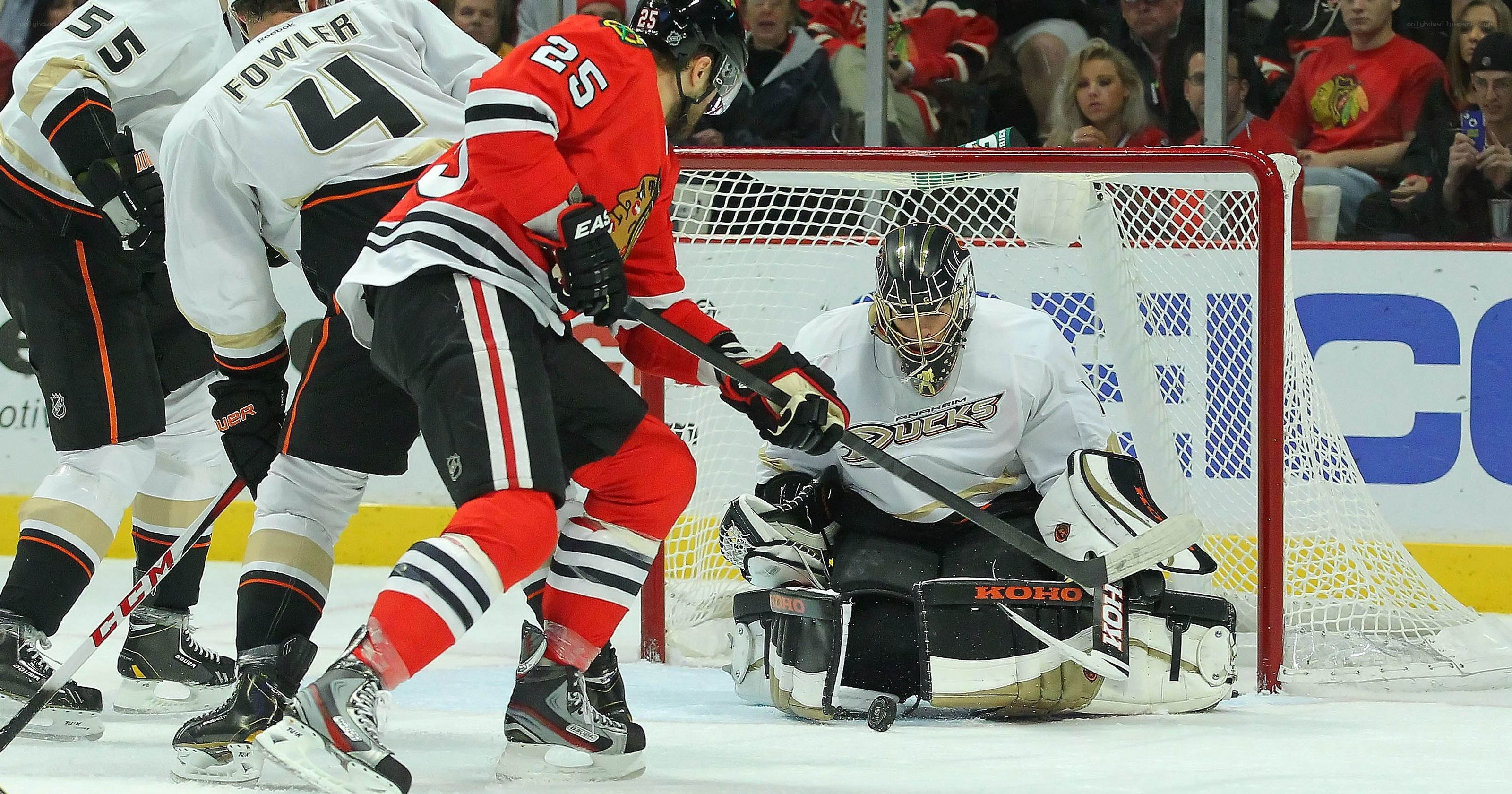 Hockey game action at goal