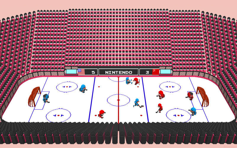 Hockey game in pixel art