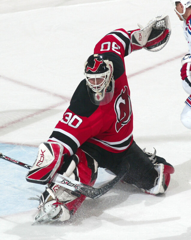 hockey goalie in action