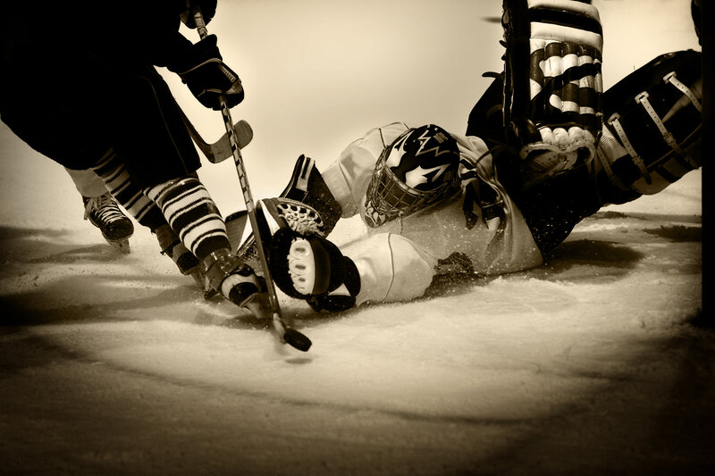Hockey goalie in action