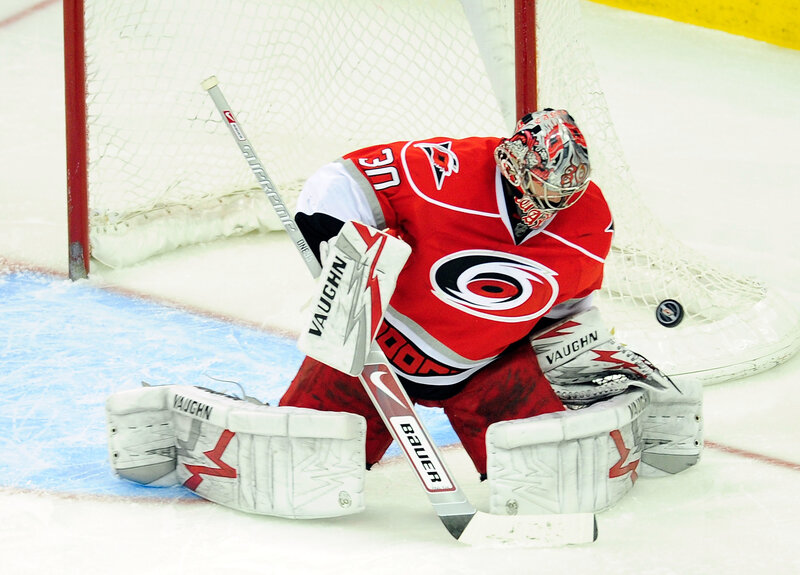 hockey goalie in action