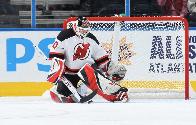 hockey goalie in action
