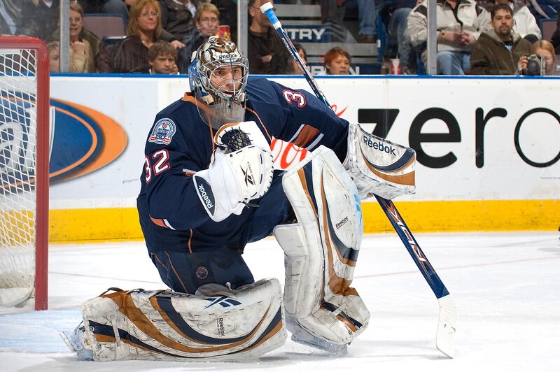 hockey goalie in action