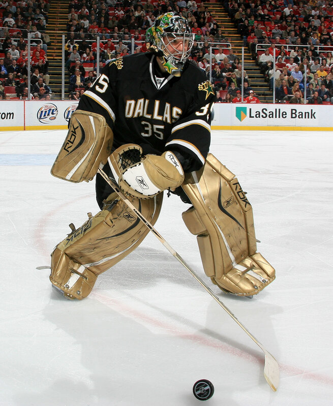 Hockey goalie in action