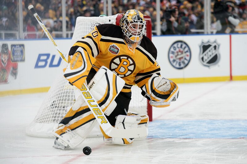 Hockey goalie in action
