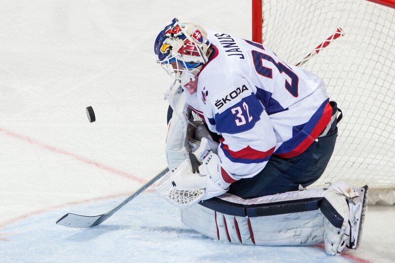 hockey goalie in action