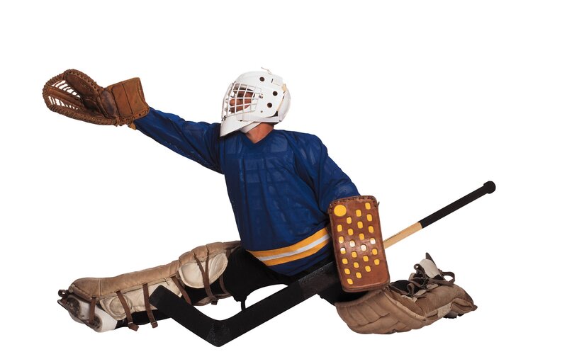 hockey goalie in action