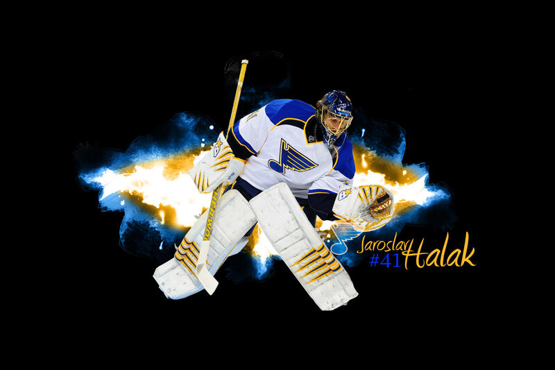 Hockey Goalie in Action — Black, Dramatic, Digital Art