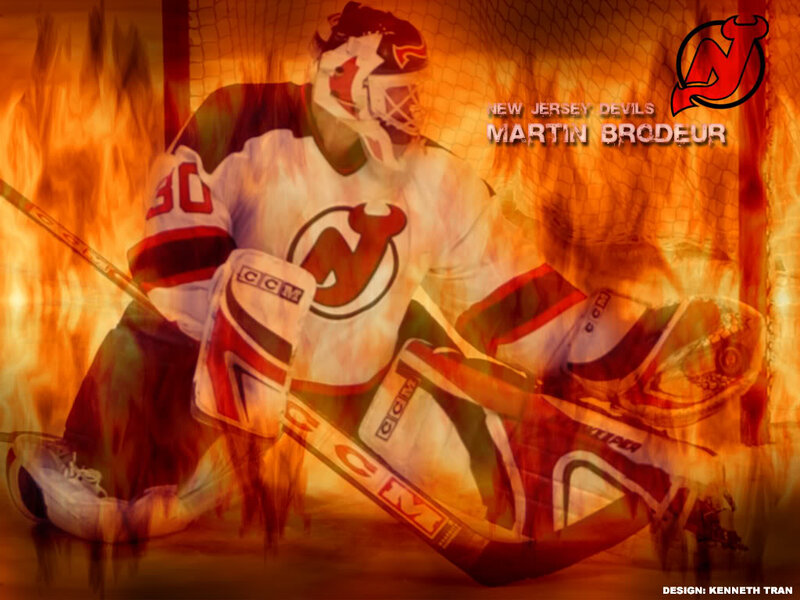 Hockey Goalie in Action — Orange