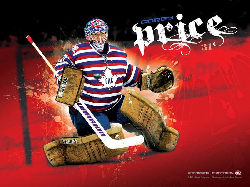 Hockey Goalie in Action — Red, Dramatic