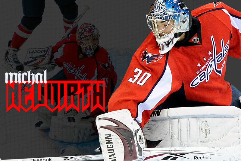 Hockey Goalie in Action — Red, Intense