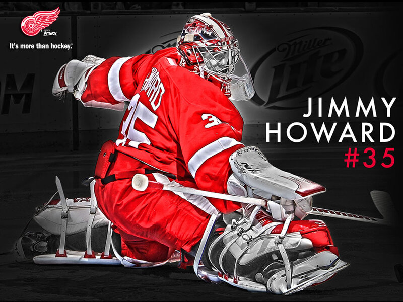 Hockey Goalie in Red — Dramatic