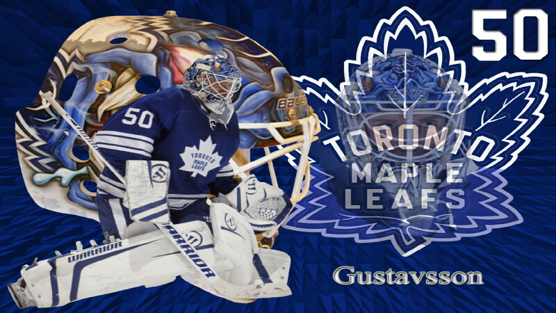 Hockey Goalie in Uniform — Blue, Dramatic, Digital Art